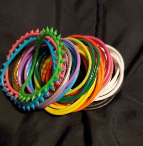 Colorful Rainbow Jelly Bracelet Set Y2K Hot Topic